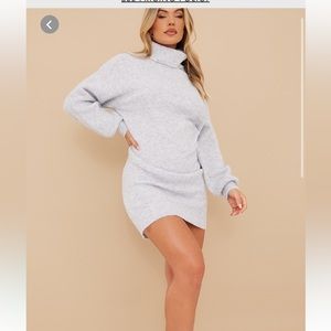 Pretty little thing gray oversized sweater dress (size S)